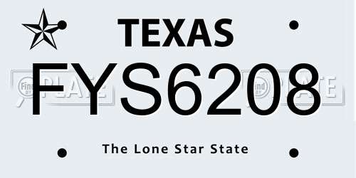 FYS6208 Texas License Plate