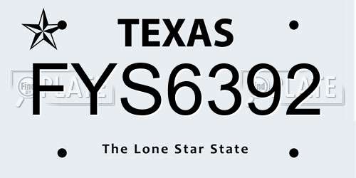 FYS6392 Texas License Plate