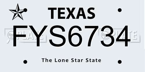 FYS6734 Texas License Plate