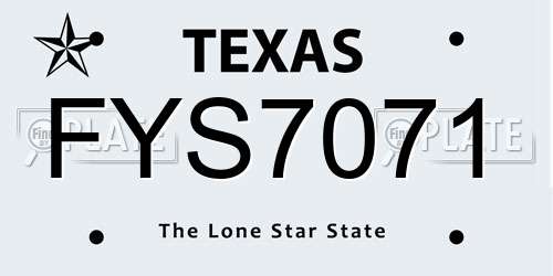 FYS7071 Texas License Plate
