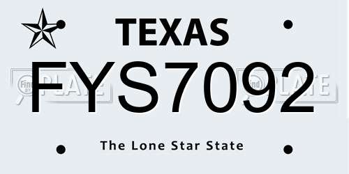 FYS7092 Texas License Plate