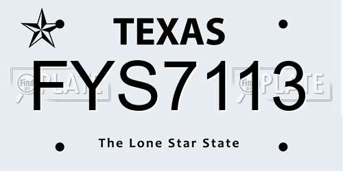 FYS7113 Texas License Plate