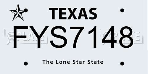 FYS7148 Texas License Plate