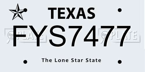 FYS7477 Texas License Plate