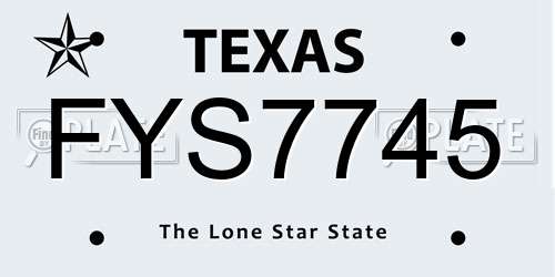 FYS7745 Texas License Plate