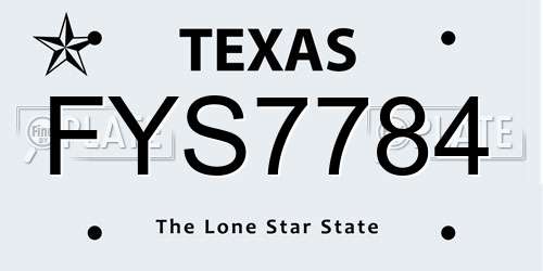 FYS7784 Texas License Plate