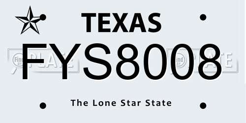 FYS8008 Texas License Plate