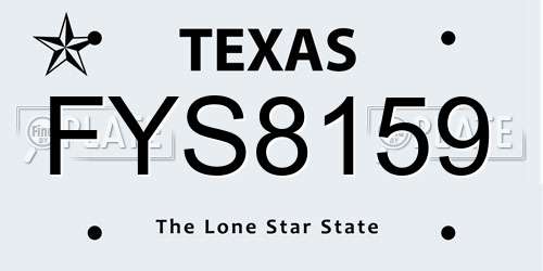 FYS8159 Texas License Plate