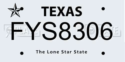 FYS8306 Texas License Plate