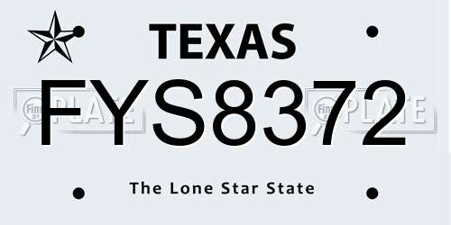 FYS8372 Texas License Plate