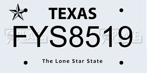 FYS8519 Texas License Plate