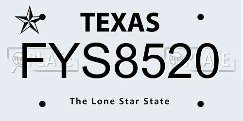 FYS8520 Texas License Plate