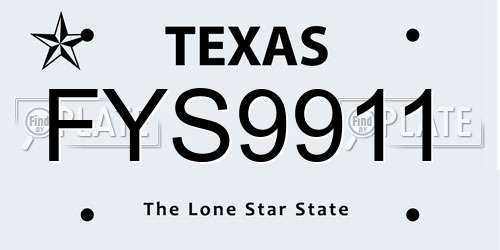 FYS9911 Texas License Plate