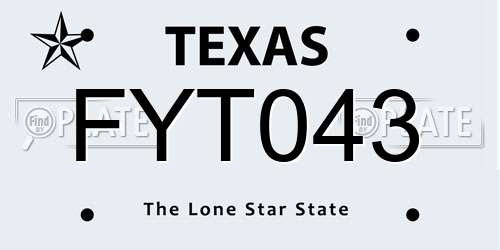FYT043 Texas License Plate