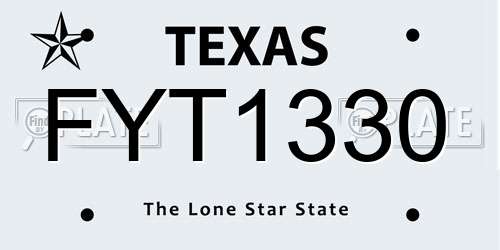 FYT1330 Texas License Plate