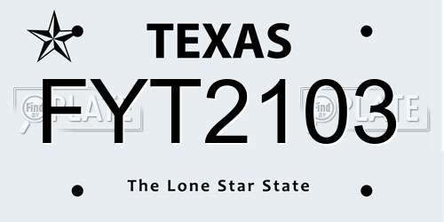 FYT2103 Texas License Plate
