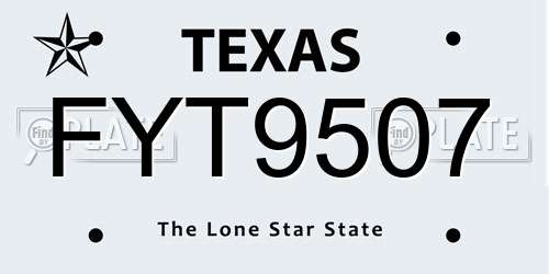 FYT9507 Texas License Plate