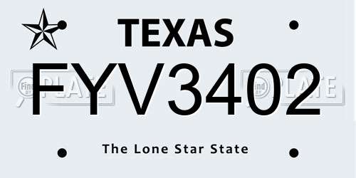 FYV3402 Texas License Plate