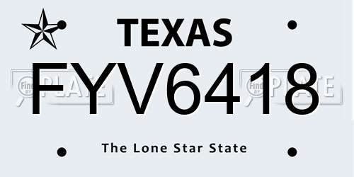 FYV6418 Texas License Plate