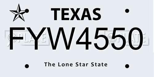 FYW4550 Texas License Plate