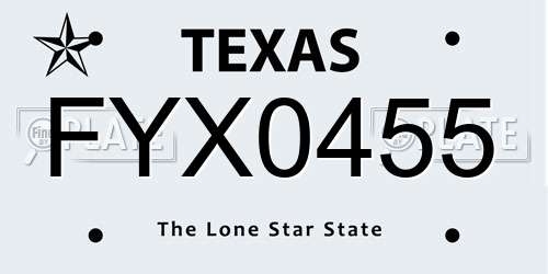 FYX0455 Texas License Plate