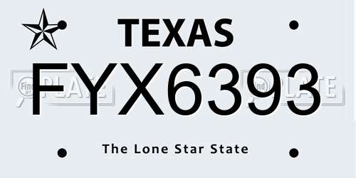 FYX6393 Texas License Plate
