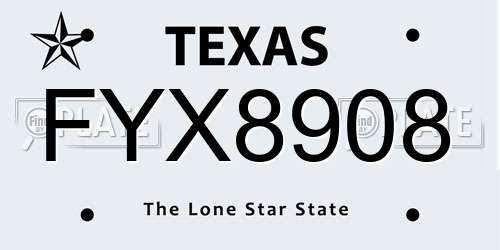 FYX8908 Texas License Plate