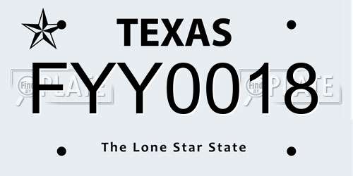 FYY0018 Texas License Plate