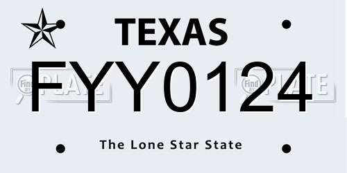 FYY0124 Texas License Plate