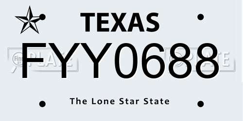 FYY0688 Texas License Plate