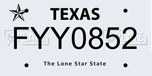FYY0852 Texas License Plate
