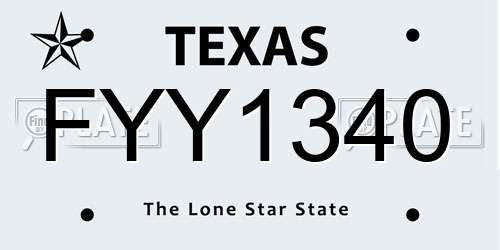 FYY1340 Texas License Plate