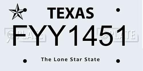 FYY1451 Texas License Plate