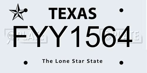 FYY1564 Texas License Plate