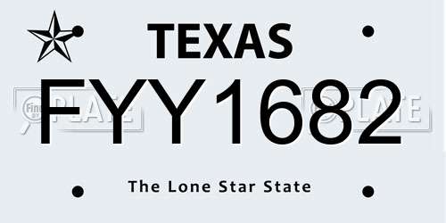 FYY1682 Texas License Plate