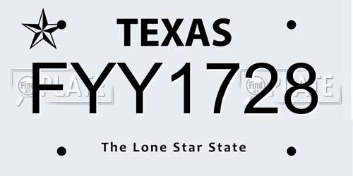 FYY1728 Texas License Plate