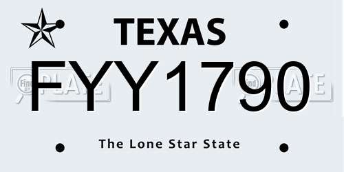 FYY1790 Texas License Plate