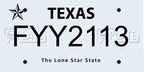 FYY2113 Texas License Plate