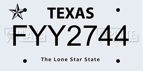 FYY2744 Texas License Plate