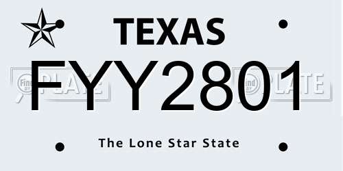 FYY2801 Texas License Plate