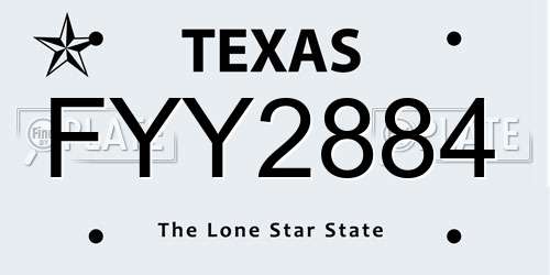 FYY2884 Texas License Plate
