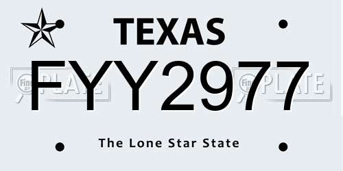 FYY2977 Texas License Plate