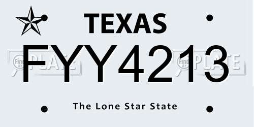 FYY4213 Texas License Plate