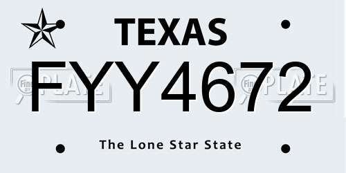 FYY4672 Texas License Plate