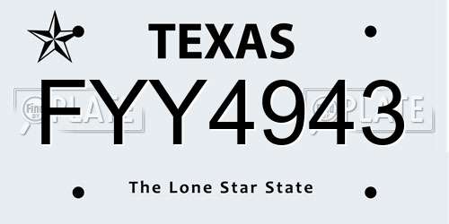 FYY4943 Texas License Plate