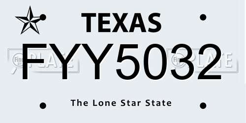 FYY5032 Texas License Plate