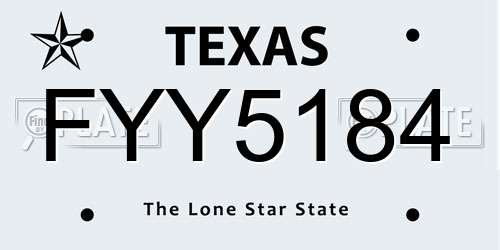 FYY5184 Texas License Plate