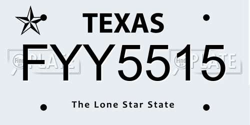 FYY5515 Texas License Plate