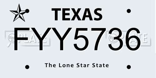 FYY5736 Texas License Plate