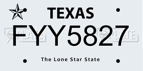 FYY5827 Texas License Plate